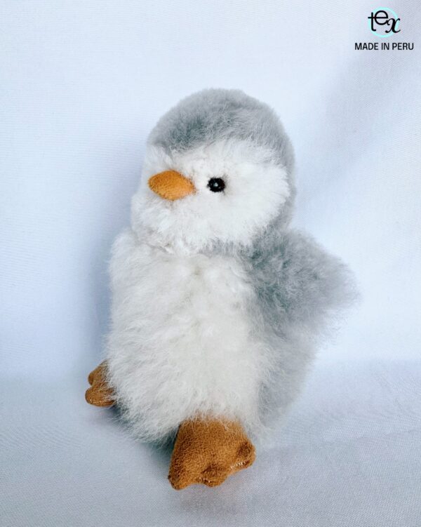 Penguin 9” (white&black, gray body) - 100% Alpaca Fur - Image 5