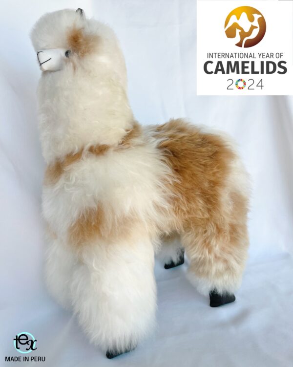 Big Alpaca 20” (beige, white, brown) - 100% Alpaca Fur - Image 10
