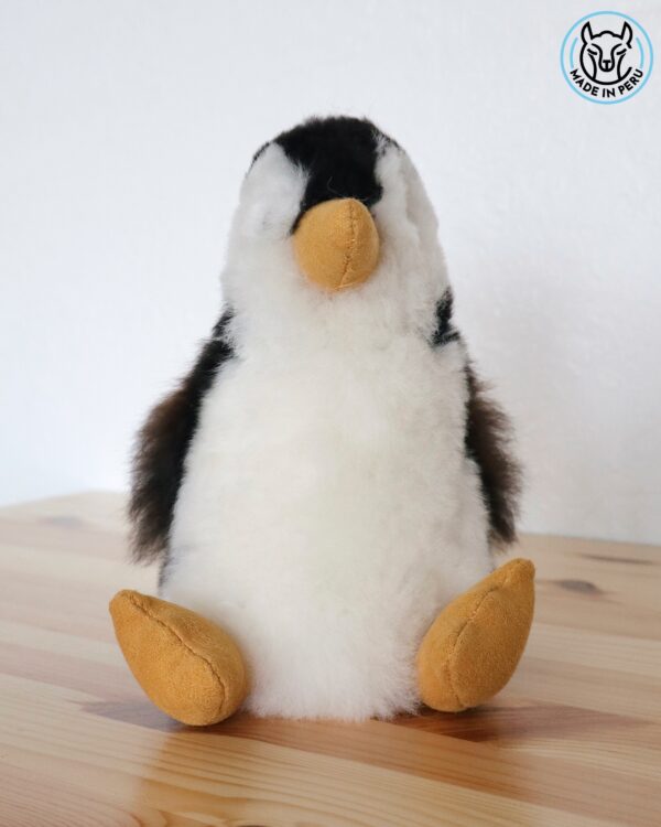 Penguin 9” (white&black, gray body) - 100% Alpaca Fur