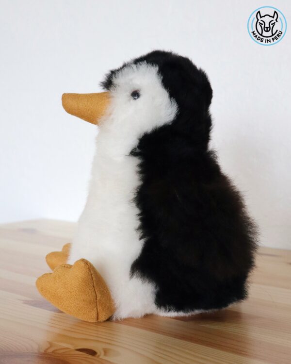 Penguin 9” (white&black, gray body) - 100% Alpaca Fur - Image 2