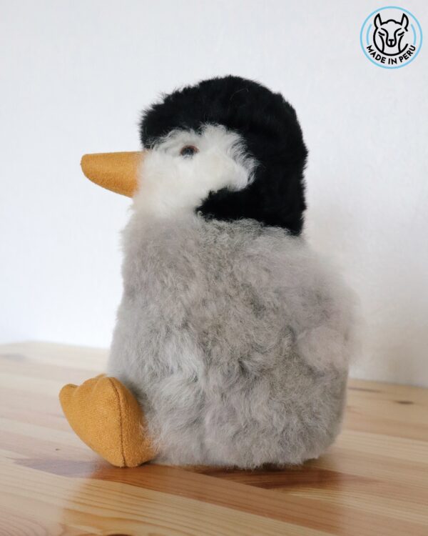 Penguin 9” (white&black, gray body) - 100% Alpaca Fur - Image 3