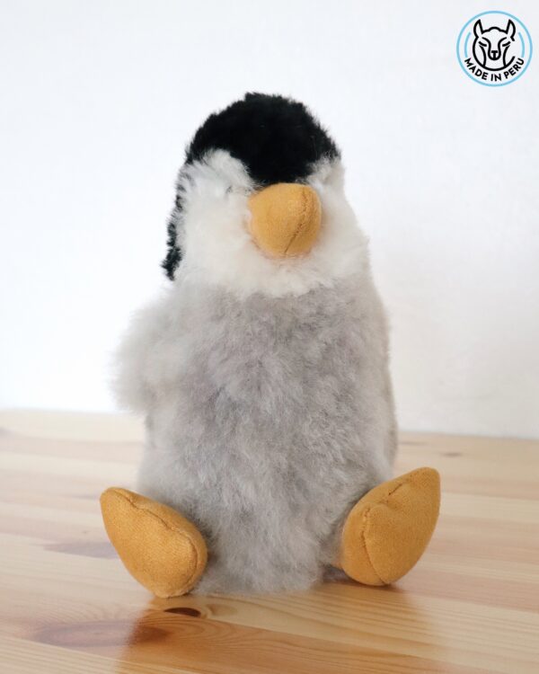 Penguin 9” (white&black, gray body) - 100% Alpaca Fur - Image 4